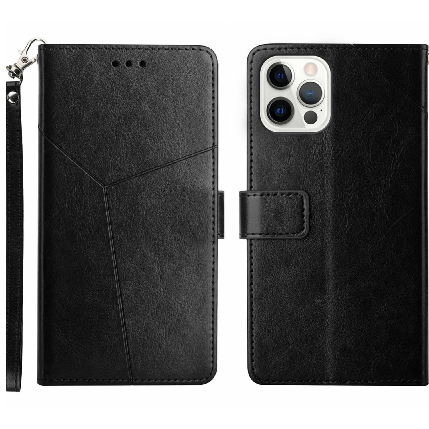 HT01 Phone Case for iPhone 15 Pro Max Y-shaped Line Imprinting Wallet Stand PU Leather Cover HT01 Phone Case for iPhone 15 Pro Max Y-shaped Line Imprinting Wallet Stand PU Leather Cover